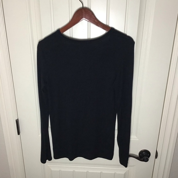ATM Modal Rib Long Sleeve V Neck Tee in Black Size Large. - Picture 3 of 6
